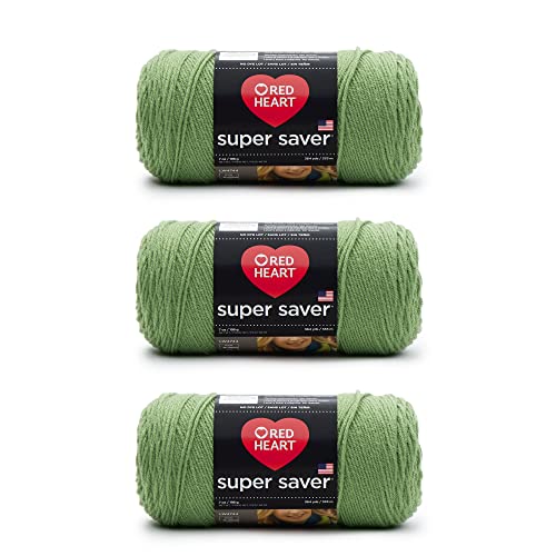 Red Heart Super Saver Teeblatt-Garn, Acryl, 3 Stück, 198 g, 4 Medium (Kammgarn), 360 m, Stricken/Häkeln von Red Heart