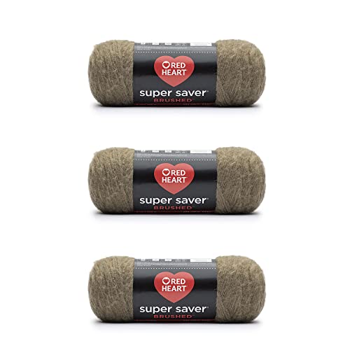 Red Heart Super Saver gebürstetes Khaki-Garn – 3 Packungen mit 140 g – Acryl – 4 Medium (Kammgarn) – 250 Meter – Stricken/Häkeln von Red Heart