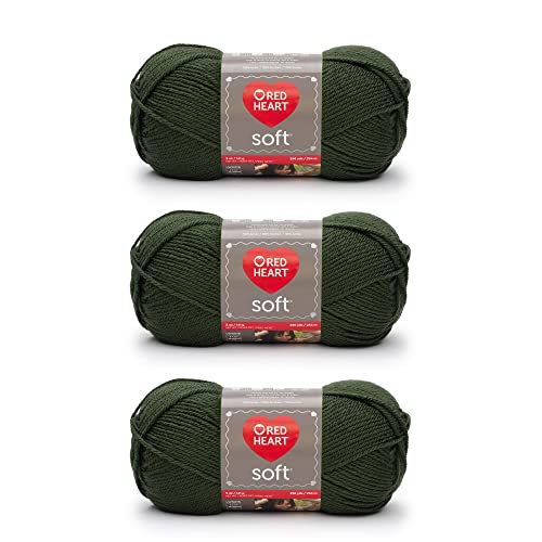 Red Heart Soft Dark Leaf Garn, 3er-Pack, 141 g pro Stück, Acryl, mittlere Stärke (Worsted), 250 Meter – zum Stricken und Häkeln von Red Heart