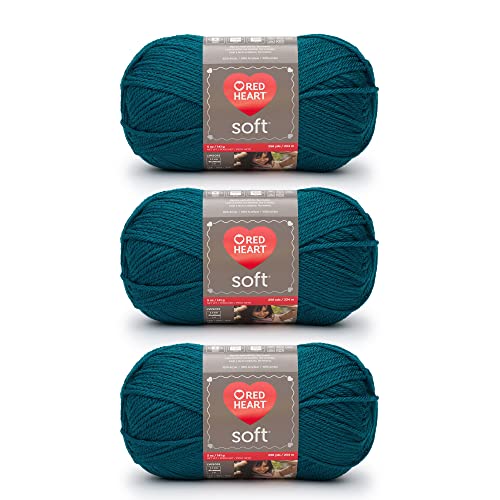 Red Heart Weiches blaugrünes Garn – 3 Stück 141 g – Acryl – 4 Medium (Kammgarn) – 220 Meter – Stricken, Häkeln und Basteln von Red Heart