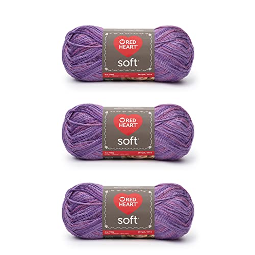 Red Heart Weiches Plumy Garn – 3 Stück 113 g – Acryl – 4 Medium (Kammgarn) – 220 Meter – Stricken, Häkeln und Basteln von Red Heart