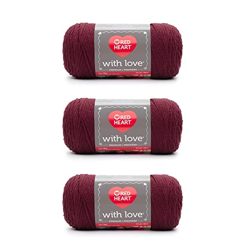 Red Heart with Love Berry Red Garn – 3 Stück 198 g – Acryl – 4 Medium (Kammgarn) – 300 Meter – Stricken/Häkeln von Red Heart