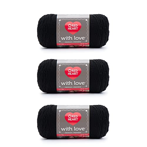 Red Heart with Love Black Garn – 3 Stück 198 g – Acryl – 4 Medium (Kammgarn) – 300 Meter – Stricken/Häkeln von Red Heart