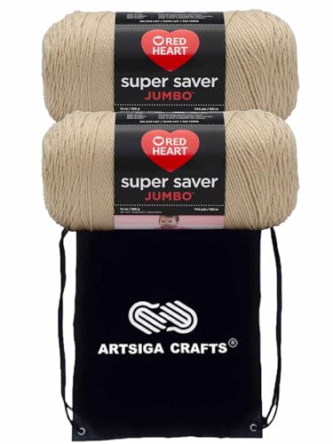 Rot Herz Super Saver Jumbo Garn (2er Pack) Paket mit 1 artsiga Crafts Projekt Tasche 2-Pack E302c-0334-buff von Red Heart