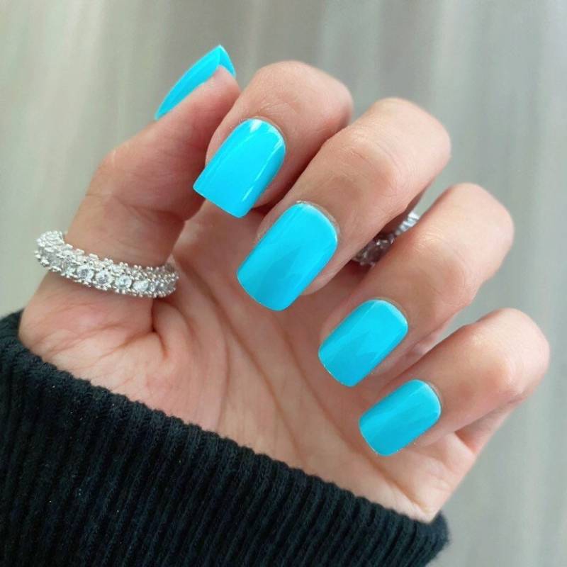 24 Stück Himmelblau/Kurze Nägel Press On Nageldesign Künstliche Kleber Auf Klebe von RedLeopardNails