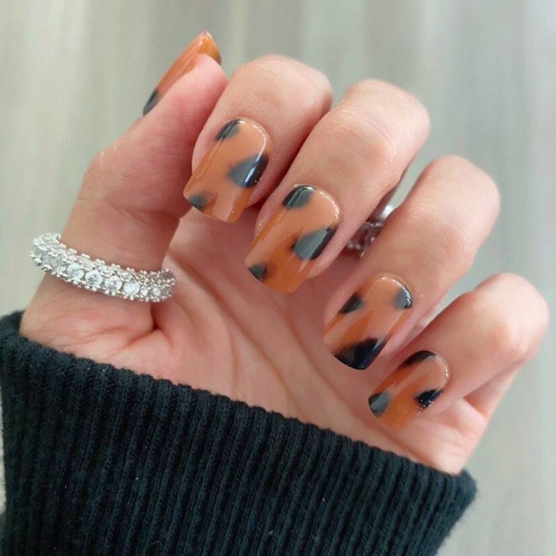 24 Stück Tortoise Braun/Kurze Nägel Press On Nageldesign Künstliche Klebenägel von RedLeopardNails