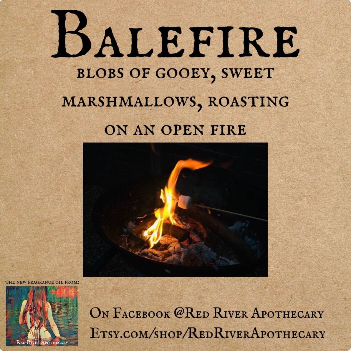 Balefire Parfümöl, Indie Parfüm, Indie, Lagerfeuer Geröstete Marshmallow, Feuerholz, Herbst, Winter von RedRiverApothecary