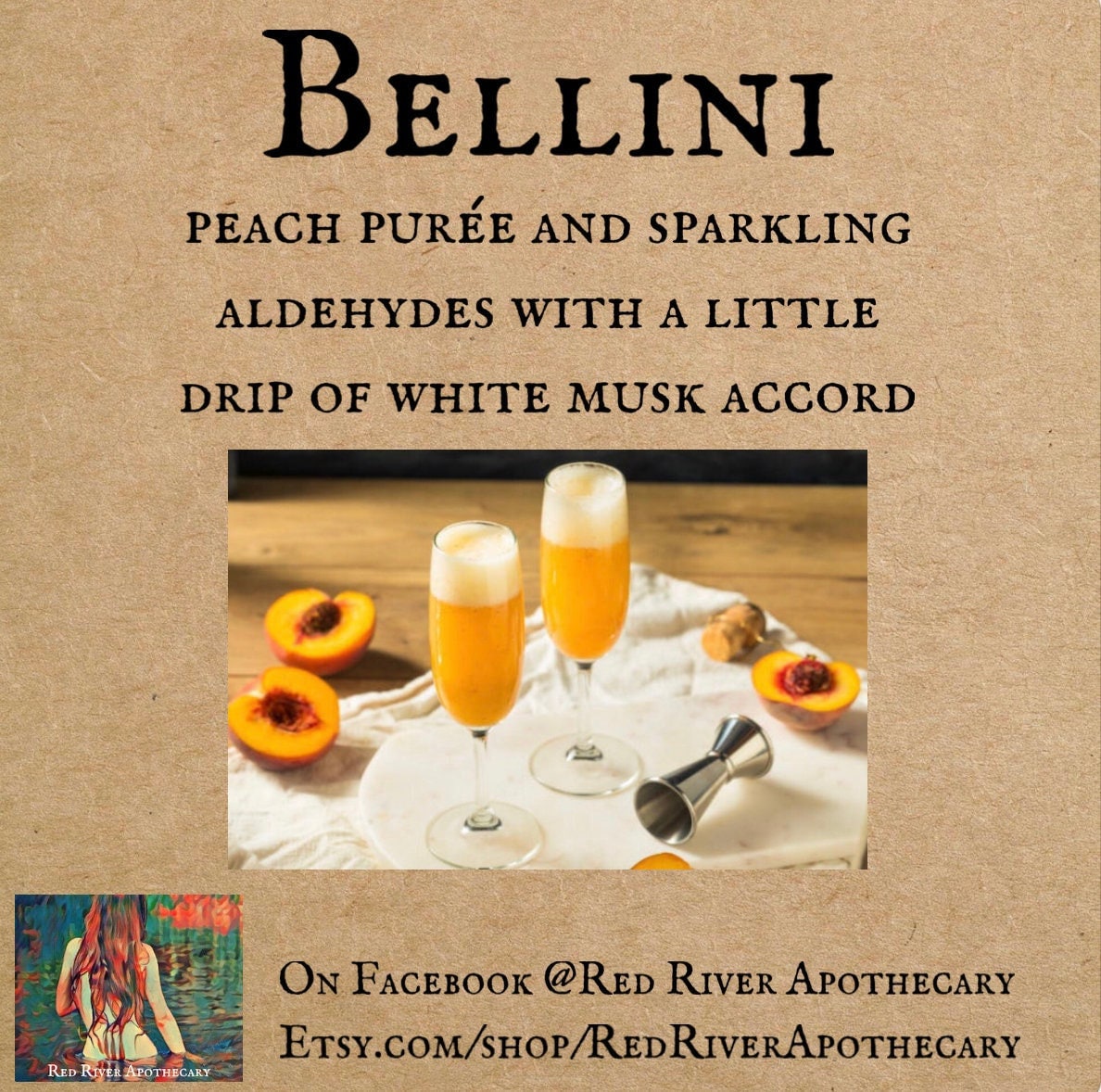 Bellini Parfümöl, Indie Parfüm, Pfirsich Bellini, Gourmand Sparkling Aldehyde, Weißer Moschus, Pfirsichpüree, Sommer von RedRiverApothecary