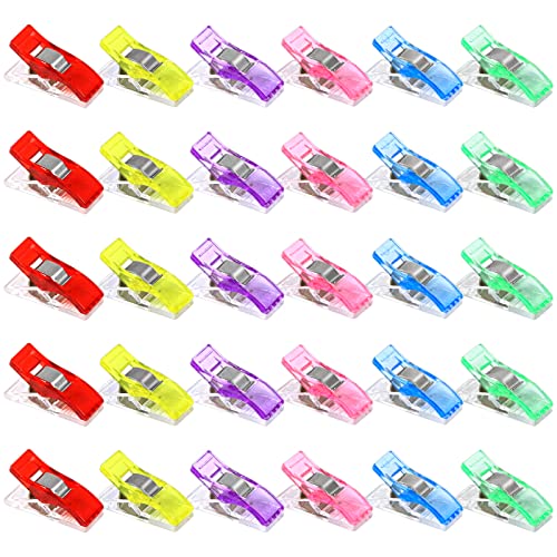 Redamancy 30 Stück Stoffklammern, 27 X 10 mm Nähen Clips, Nähklammern, Nähen Zubehöre 6 Farben ​für Nähen, Quilting Clips, Häkeln(6 Farbe) von Redamancy