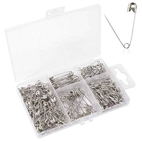 Redamancy Sicherheitsnadeln, Sicherheit Pins, 250 Stück Silber Sicherheitsnadeln, Safety Pins, 4 Größen Sicherheitsnadeln für Kleidung 19mm, 22mm, 27mm, 37mm, für Basteln Nähen Säumen Craft von Redamancy