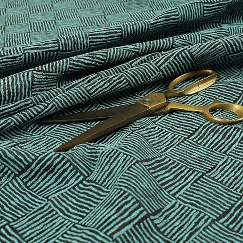 Redbrick Mill Fabrics Polsterstoffe mit kleinen Streifen, vertikal und horizontal, in Blau (1 Meter) von Redbrick Mill Fabrics