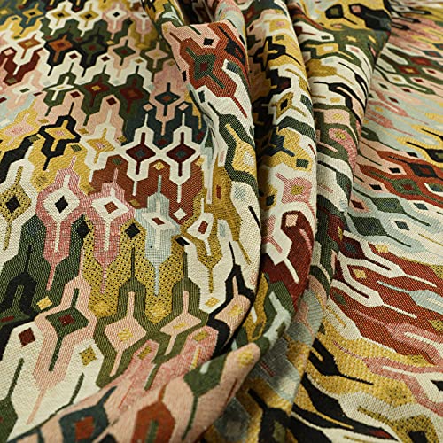 Redbrick Mill Fabrics Mehrfarbiger Jacquard-Polsterstoff mit durchgehendem geometrischem Muster (Meterware) von Redbrick Mill Fabrics