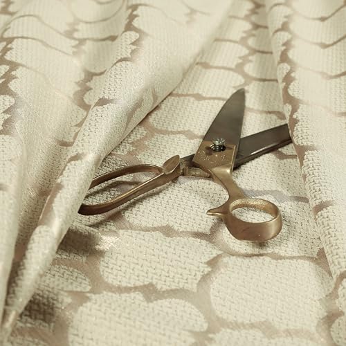 Redbrick Mill Fabrics Möbelstoff mit geometrischem Damast-Muster, beige, einfarbig mit Glanz, Meterware von Redbrick Mill Fabrics