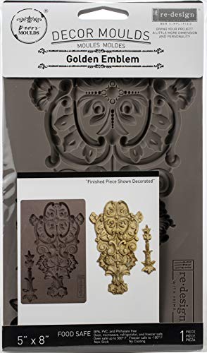 Redesign With Prima Redesign Decor Moulds-Golden Emblem 5"x8"x8mm Crafting Resin Molds for air Dry Clay DIY Projects Funiture Dresser, Chocolate,Cake,Candy,Backery,Soap,Polymer Clay,hot Glue von Redesign with Prima