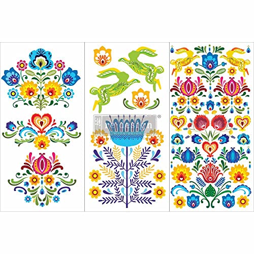 Prima Marketing Re-Design Decor Transfers 6"X12" 3/Sheets-Floral Polish -RE656805 von Redesign with Prima