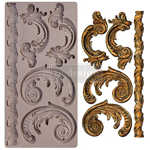 Redesign With Prima 655350654603 Lilian Scrolls Clay, Soap Making Molds,Pottery & Modeling Clays, Silikon, 5"x10"x8mm von Redesign with Prima