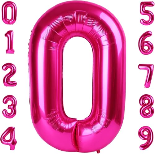 Redmarket® Geburtstagsballons, hergestellt in der EU, 100 cm, Folienballon Zahl 0, Rosa von Redmarket