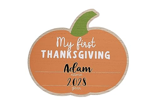 Reece Studio My First Thanksgiving Holz Foto Prop Schild Baby Urlaub Meilenstein Bilder Herbst Kürbis Ausfüllbrett Geschenk für neue und werdende Eltern von Reece Studio