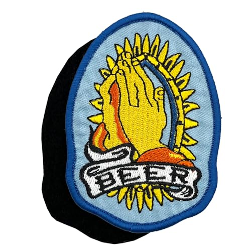 Aufnäher mit Aufschrift "Beer Prayer Hand", bestickt, 8,9 cm von ReelFun
