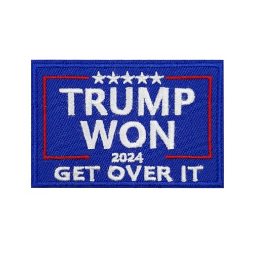 Bestickter Aufnäher zum Aufbügeln, 7,6 cm, Trump Won 2024 Get Over It von ReelFun