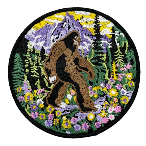Sasquatch Bigfoot bestickter Aufnäher zum Aufbügeln für Kleidung, Rucksack, Natur, Outdoor, Cryptid-Abzeichen, 10,2 cm von ReelFun