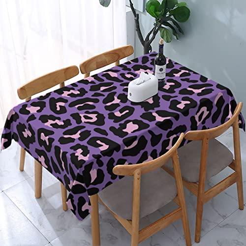 Lila und rosa Leopardenmuster, rechteckige Tischdecke, staubdicht, Tischdekoration, knitterfrei, Tischtuch – 137 x 183 cm von ReesEt