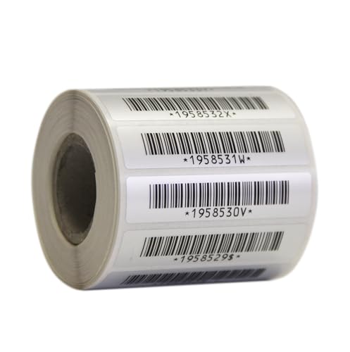 Klebeetiketten mit Barcodes, 200 Stück, 58 x 13 mm, Polyester, glänzend, fortlaufend nummeriert, für Lagerbestand oder Waren. von Reewoll