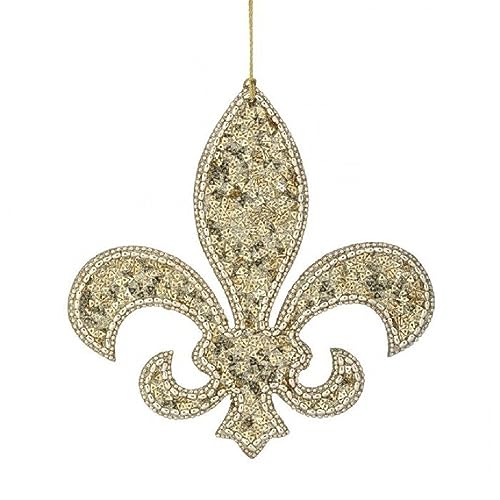 Regency International Fluer de Lis Ornament mit Pailletten und Glitzerrand, 17,8 cm, Champagner von Regency International