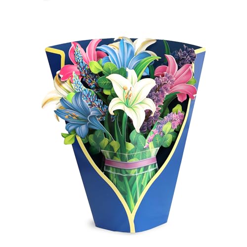 3D Pop Up Blumen Muttertagskarte 3d Karte Geburtstagskarte Mama Geburtstagskarte Frau Handgefertigte Klappkarte mit Umschlag (Lilien) von Regendeko