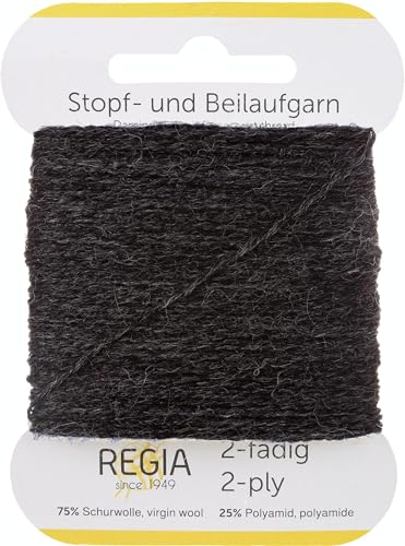 REGIA 2-fädig Uni 9801278-00522 anthrazit meliert Handstrickgarn, Sockengarn, Beilaufgarn, 5g Kärtchen von Regia