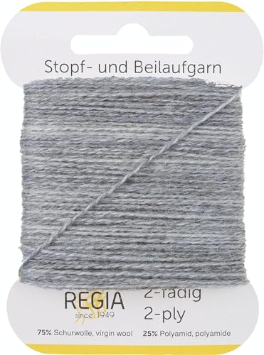 REGIA 2-fädig Uni 9801278-01991 hellgrau meliert Handstrickgarn, Sockengarn, Beilaufgarn, 5g Kärtchen von Regia