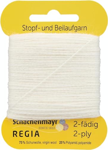 REGIA 2-fädig Uni 9801278-02080 superweiß Handstrickgarn, Sockengarn, Beilaufgarn, 5g Kärtchen von Regia