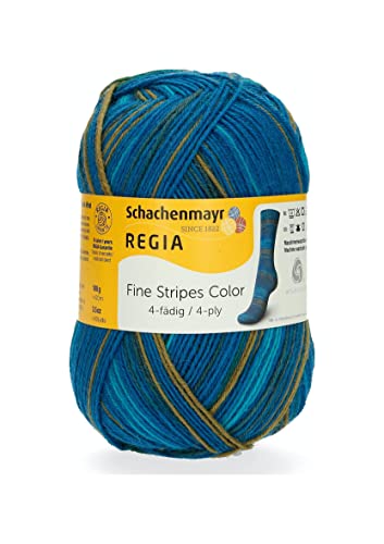 REGIA 4-fädig Color 9801269-03707 blue color Handstrickgarn, Sockengarn, 100g Knäuel von Regia