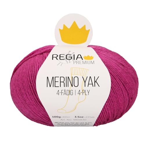 REGIA Merino Yak 4-Fädig - Premium - Farbe: Pink Meliert (07524) - 100 g/ca. 400 m Wolle von Regia