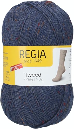 Regia 4-Fädig Uni Tweed, 100G jeans Handstrickgarne von Regia