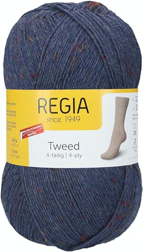 Regia 4-Fädig Uni Tweed, 100G Jeans Handstrickgarne von Regia