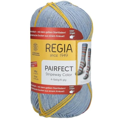 Regia 4fädig Pairfect Stripeway Color ca. 420 m col. 02297 jeans-sky 100 g von Regia