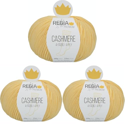 Regia Premium Cashmere, 100G Mimosa Handstrickgarne (Packung mit 3) von Regia