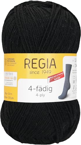 Regia Schachenmayr 4-Fädig Uni, 50G Black Handstrickgarne von Regia