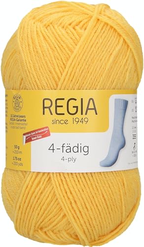 Regia Schachenmayr 4-Fädig Uni, 50G Yellow Handstrickgarne von Regia