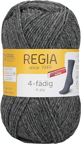 Regia Schachenmayr 4-Fädig Uni, 50G mid-Grey Streaked Handstrickgarne von Regia