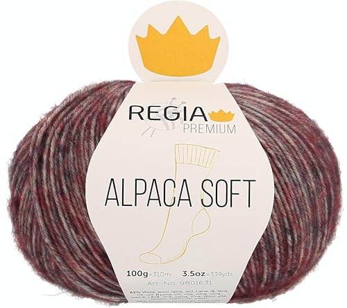 Schachenmayr REGIA Premium Alpaca Soft, 9801631-00084, Farbe: Berry meliert, 100g, Handstrickgarne von Regia