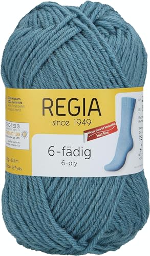 Regia Schachenmayr 6-Fädig Uni, 50G Rauchblau Handstrickgarne von Regia