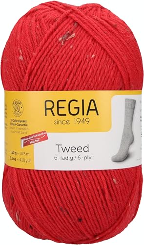 Regia Schachenmayr 6-Fädig Uni Tweed, 150G Tomate Handstrickgarne von Regia