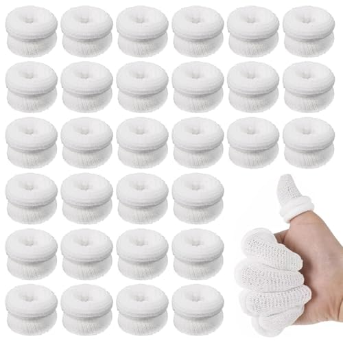 30 Stück Fingerverband, Fingerpflaster, Verpackter röhrenförmiger Fingerschutz, Universelle Fingerlinge Fingerschützer, Daumenschutz, Finger Daumen Cots Wiederverwendbare für Küche Garten (Weiß) von Reh:ncla