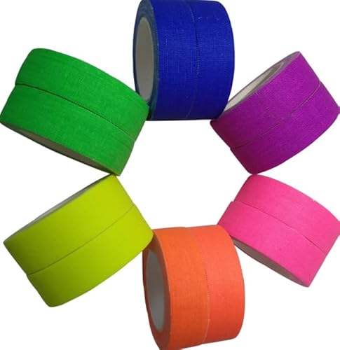 Reh:ncla 6 Rollen Neon Klebeband Leuchtendes, 5 m x 10 mm Leuchtendes Band, Leuchtend Bunte Klebebänder, Wasserfest Dekoratives Klebeband für Partydeko Halloween Weihnachtsdeko von Reh:ncla