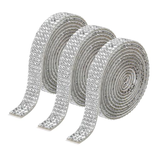 Reheyre Klebeband, elegant, dekorativ, 3 Rollen, selbstgemachte Kristallstreifen, glitzernder Rand für Heimwerker, Handwerk, Kleidung, Schuhe, modische Verzierung, Weiß von Reheyre