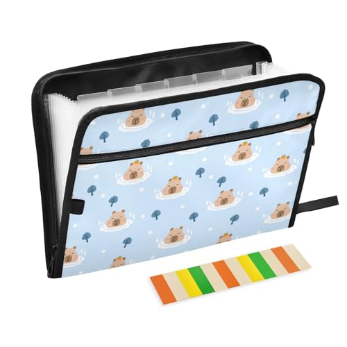 Cute Bathing Capybara Fächermappe mit Klebeetiketten, 13 Taschen, Akkordeon-Aktenordner, Dokumenten-Organizer mit Reißverschluss Cute Bathing Capybara Fächermappe mit Klebeetiketten, 13 Taschen, Akkordeon-Aktenordner, Dokumenten-Organizer mit Reißverschluss von Reiacy