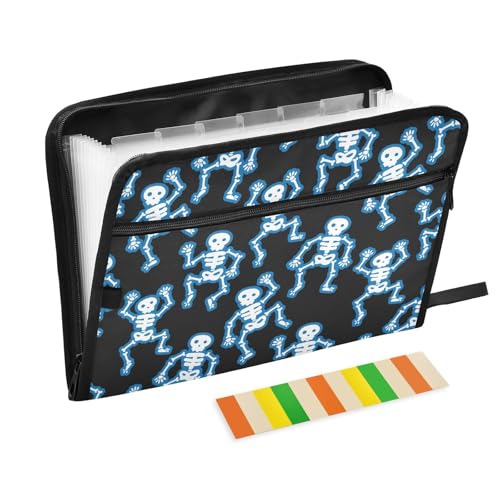 Fächermappe mit lustigen blauen Totenköpfen und Klebeetiketten, 13 Taschen, Akkordeon-Aktenordner, Dokumenten-Organizer mit Reißverschluss Fächermappe mit lustigen blauen Totenköpfen und Klebeetiketten, 13 Taschen, Akkordeon-Aktenordner, Dokumenten-Organizer mit Reißverschluss von Reiacy