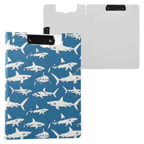 Klemmbrettmappe mit Haifisch-Silhouetten, A4-Format, Klemmbrett mit Stiftschlitz, für Büro, Schule Klemmbrettmappe mit Haifisch-Silhouetten, A4-Format, Klemmbrett mit Stiftschlitz, für Büro, Schule von Reiacy